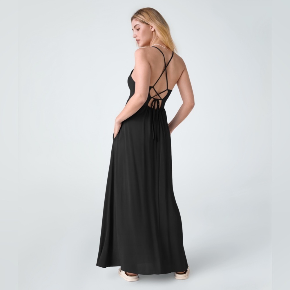 Halara Lace Up Pocket Flowy Maxi Slip Dress medium - Picture 1 of 3